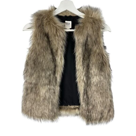 Gap Kids Faux Fur Vest size Medium Natural - Picture 1 of 8